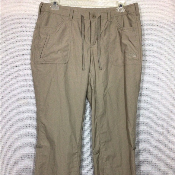 North Face Nylon Pants Women 14 Tan, Roll Up Legs - Picture 1 of 12